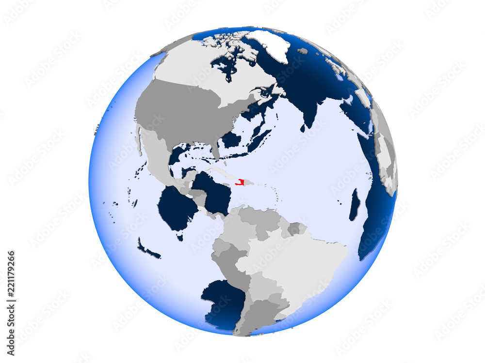 Naklejka premium Haiti on globe isolated