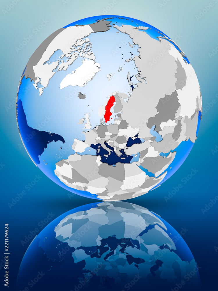 Obraz premium Sweden on globe
