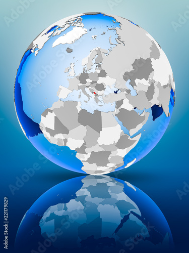 Kosovo on globe