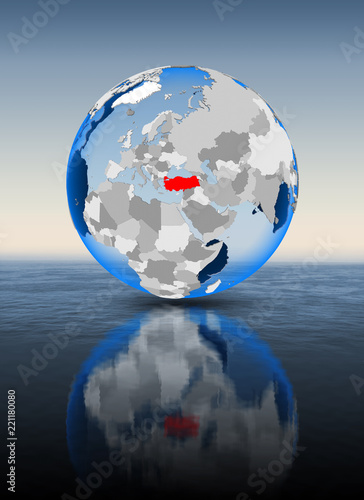 Turkey on globe in water