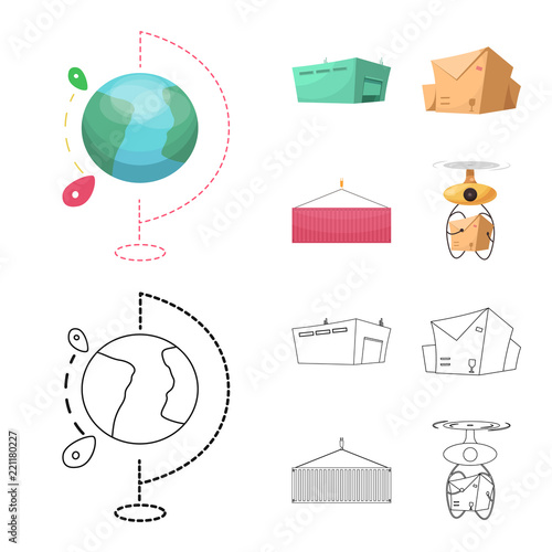 Vector illustration of goods and cargo logo. Set of goods and warehouse vector icon for stock.