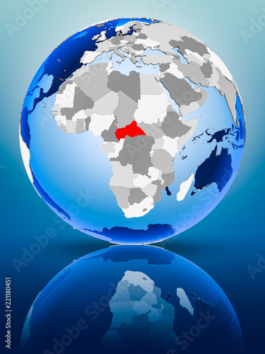 Central Africa on globe