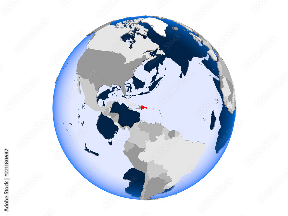 Naklejka premium Dominican Republic on globe isolated