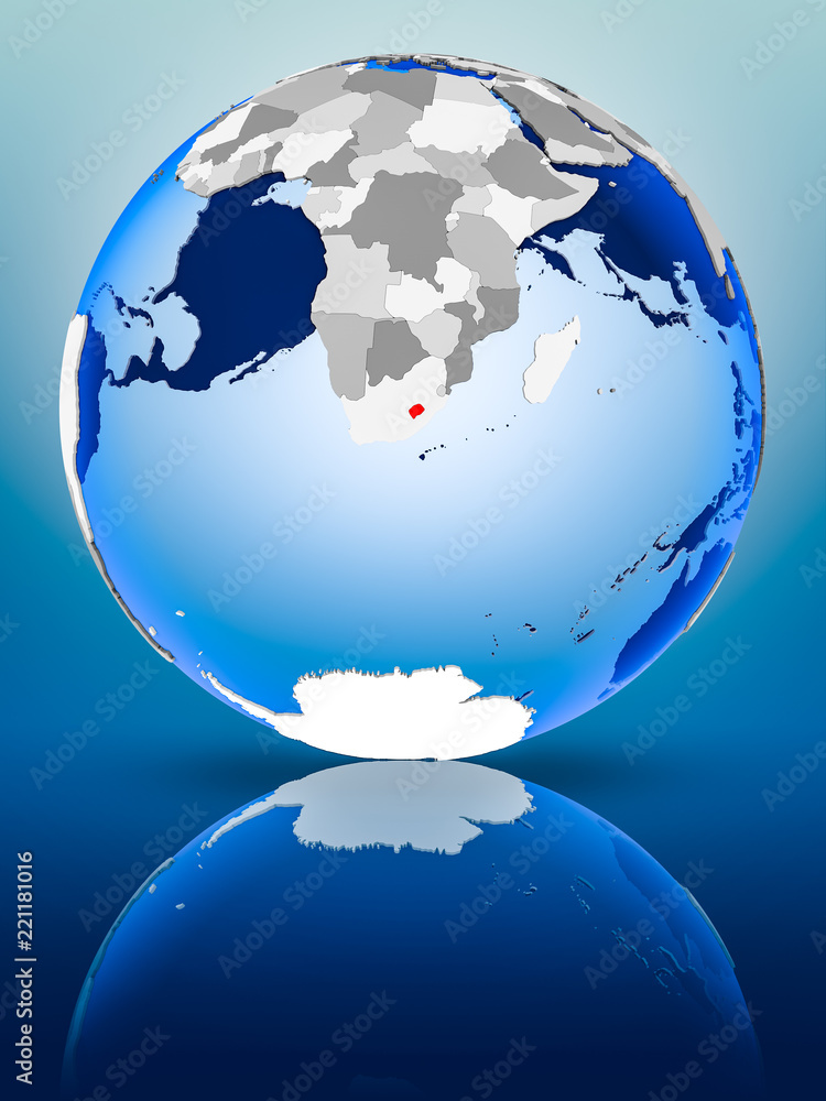 Obraz premium Lesotho on globe