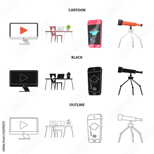 Isolated object of education and learning icon. Set of education and school stock vector illustration.
