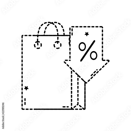 dotted shape shopping bag market with arrow percent