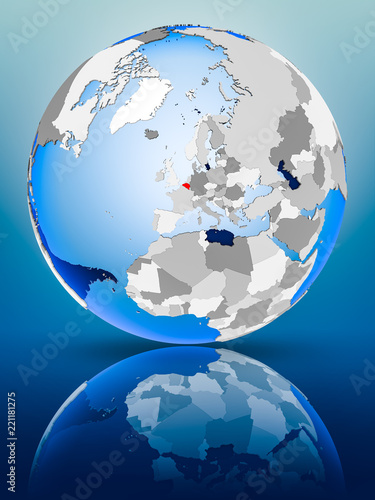 Belgium on globe