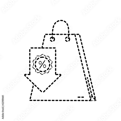 dotted shape shopping bag market with arrow label percent