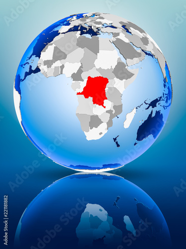 Democratic Republic of Congo on globe