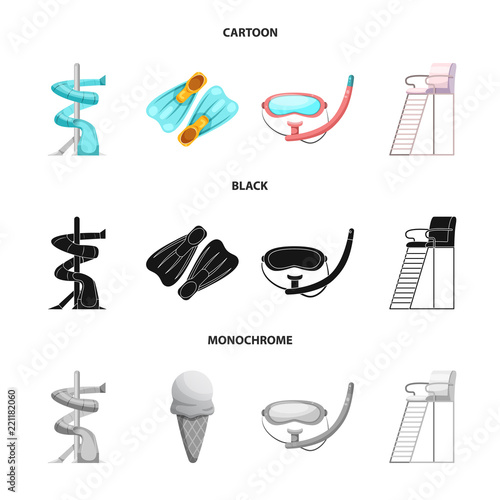 Vector design of pool and swimming logo. Collection of pool and activity stock symbol for web.