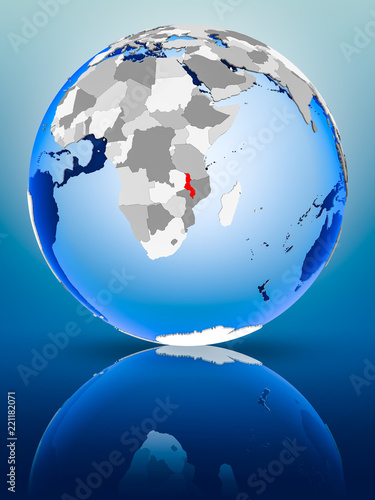 Malawi on globe