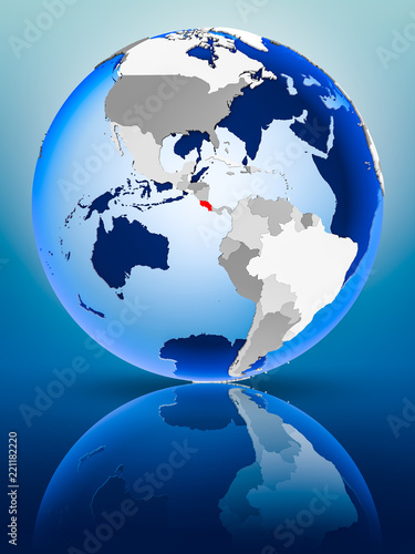 Costa Rica on globe