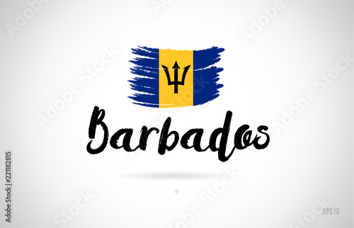 barbados country flag concept with grunge design icon logo