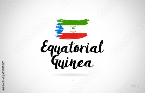 equatorial guinea country flag concept with grunge design icon logo