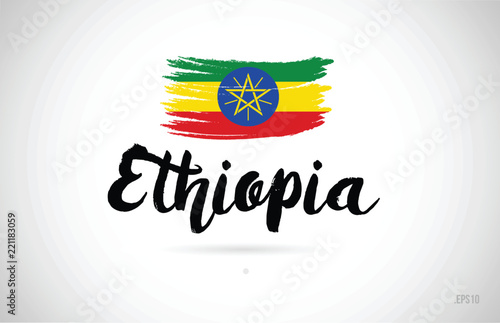 ethiopia country flag concept with grunge design icon logo