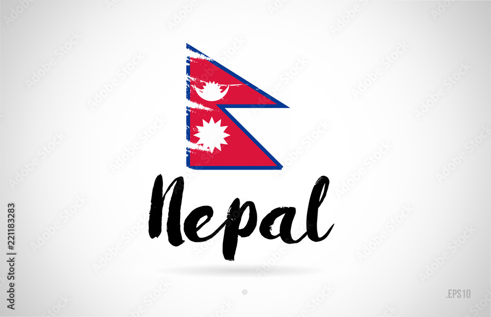 nepal country flag concept with grunge design icon logo - obrazy, fototapety, plakaty 
