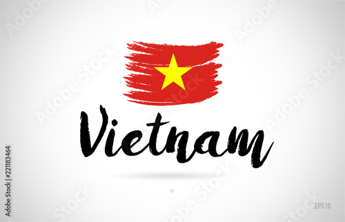 vietnam country flag concept with grunge design icon logo