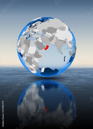 Fototapeta Naklejka Na Ścianę i Meble -  Oman on globe in water
