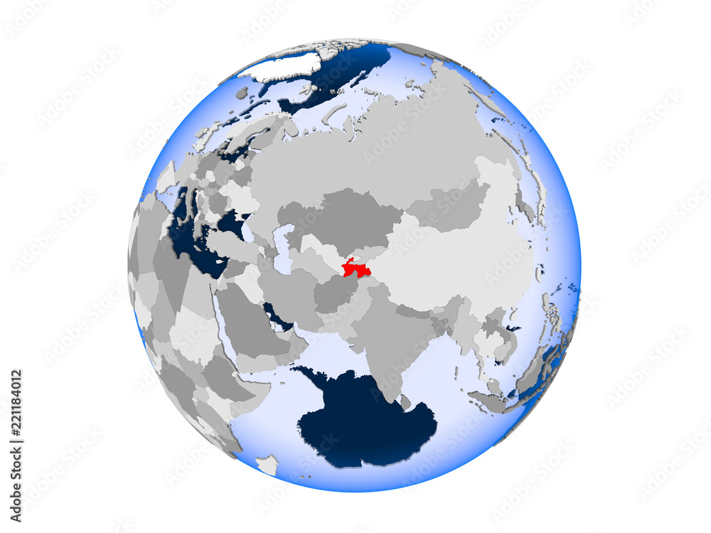Naklejka premium Tajikistan on globe isolated