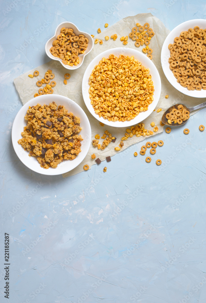 Different Kinds of Cereals, Quick Breakfast, Healthy Snacks Different Kinds of Cereals, Quick Breakfast, Healthy Snacks