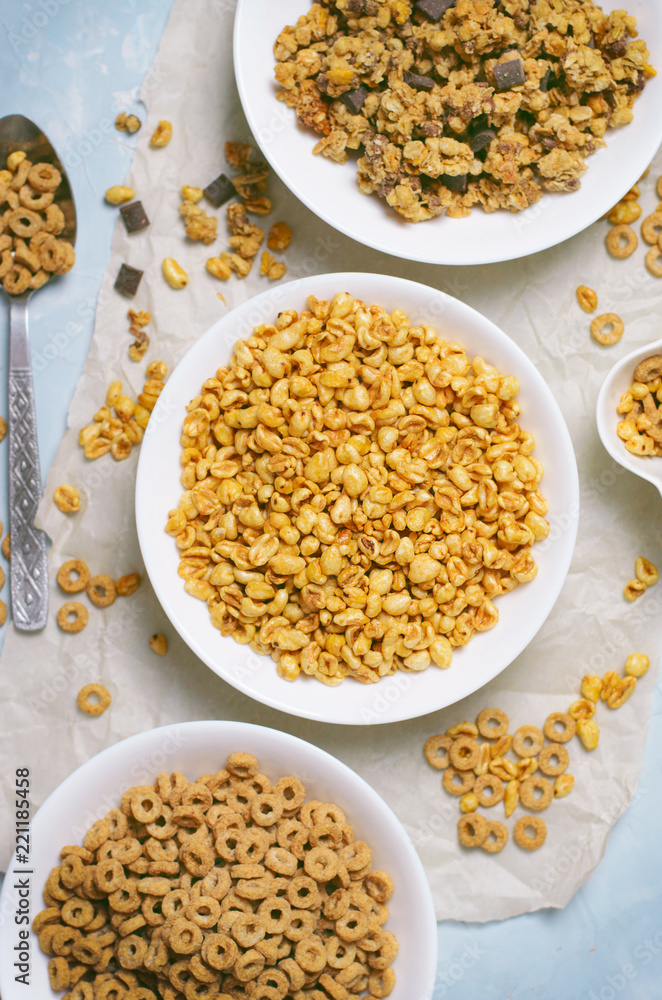 Different Kinds of Cereals, Quick Breakfast, Healthy Snacks Different Kinds of Cereals, Quick Breakfast, Healthy Snacks