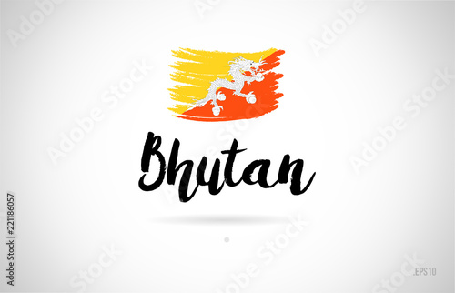 bhutan country flag concept with grunge design icon logo