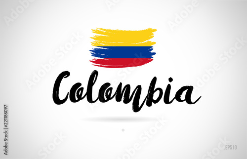 colombia country flag concept with grunge design icon logo