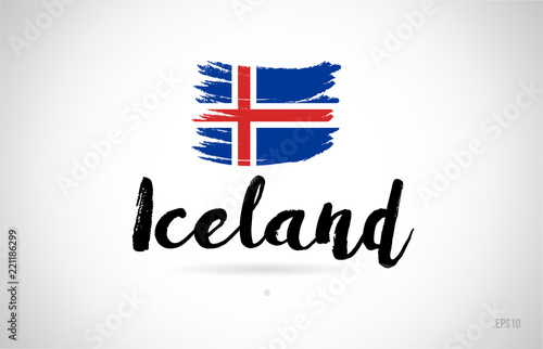 iceland country flag concept with grunge design icon logo