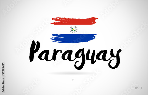 paraguay country flag concept with grunge design icon logo