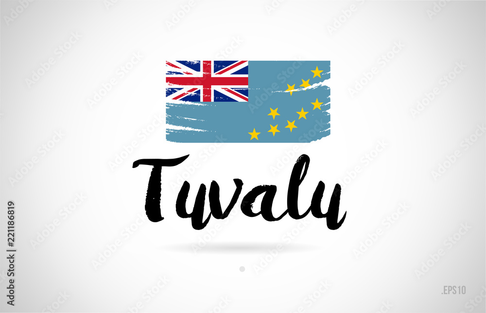 tuvalu country flag concept with grunge design icon logo