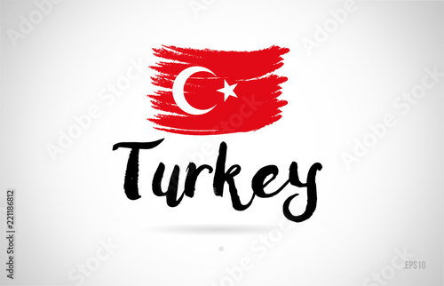 turkey country flag concept with grunge design icon logo