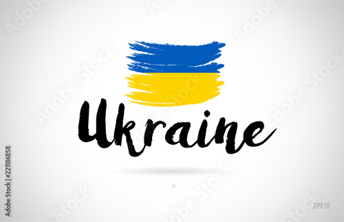 ukraine country flag concept with grunge design icon logo