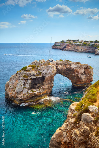 Es Pontas, a natural arch in the southeastern part of Mallorca, Spain.