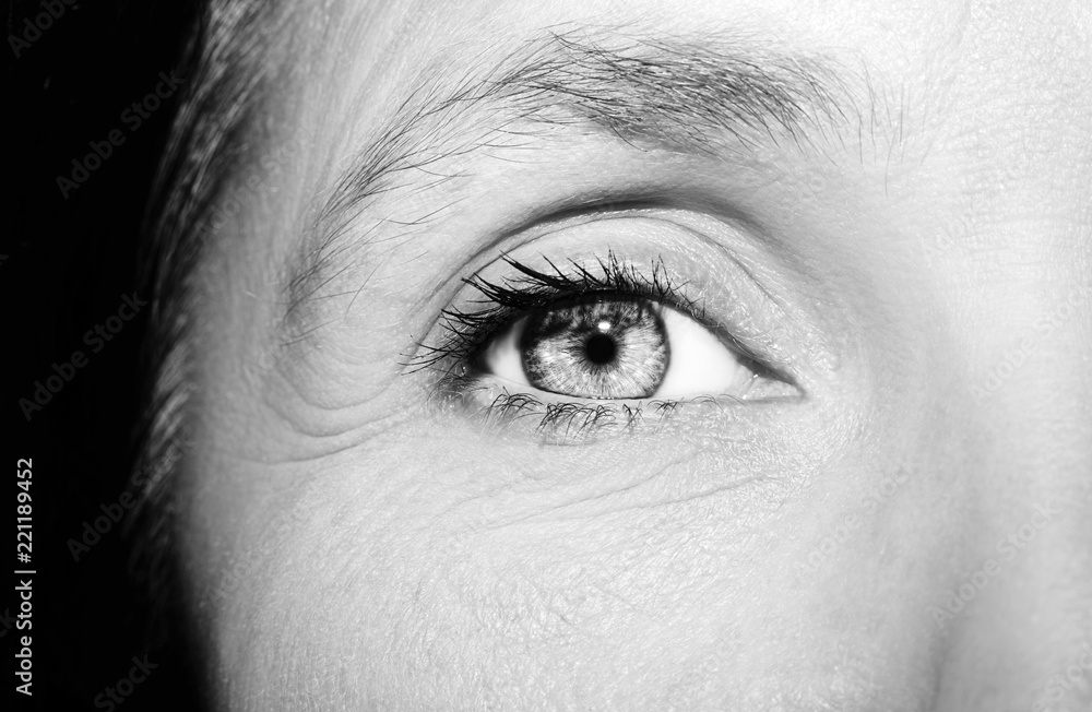 Fototapeta premium A beautiful insightful look woman's eye. Close up shot.