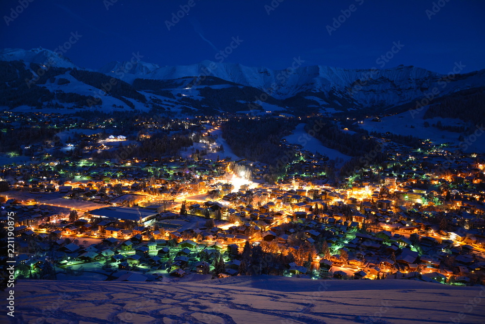 Megève de nuit, Haute Savoie Alpes France