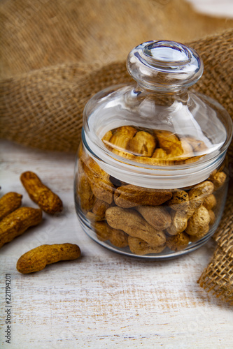 Peanuts in a closed glass jar