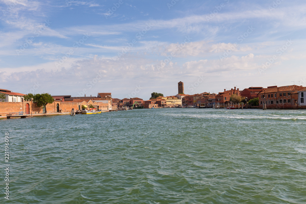 Murano Island, small village near the Venice / Panorama of the river canal and historical architecture