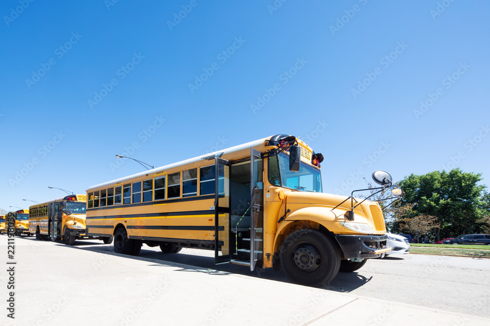 school bus beside road