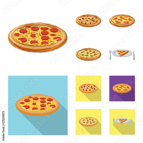 Isolated object of pizza and food symbol. Set of pizza and italy stock vector illustration.