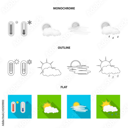 Vector illustration of weather and weather sign. Set of weather and application stock symbol for web.