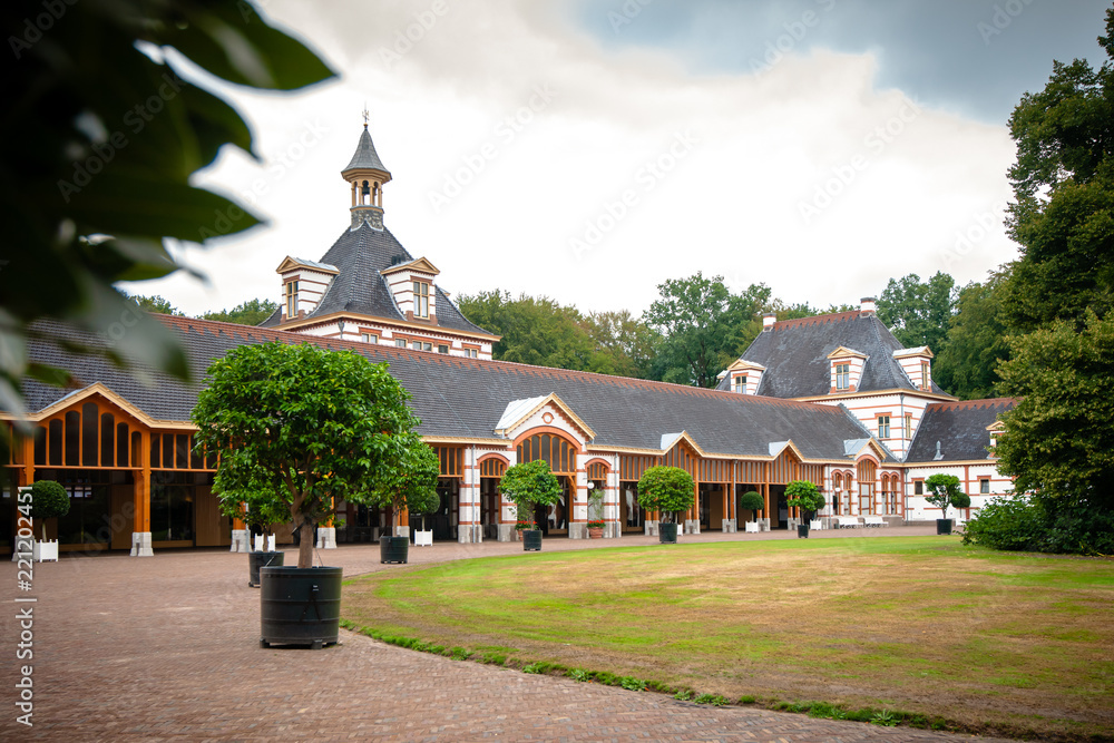 Exterior of the coach house and stables of former royal palace in the Netherlands