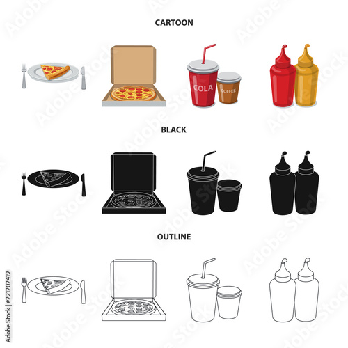 Vector design of pizza and food sign. Set of pizza and italy stock symbol for web.