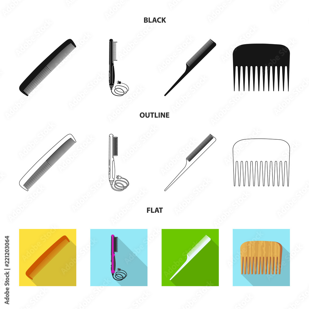 Isolated object of brush and hair symbol. Collection of brush and hairbrush vector icon for stock. Isolated object of brush and hair symbol. Collection of brush and hairbrush vector icon for stock.