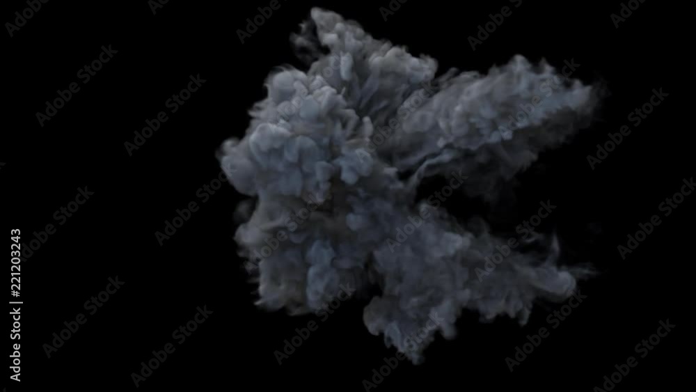 Abstract smoke shape explosion. Smoke blast making swirls. Alpha channel. Abstract smoke shape explosion. Smoke blast making swirls. Alpha channel.