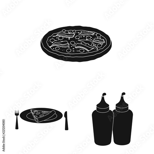 Vector illustration of pizza and food logo. Collection of pizza and italy stock vector illustration.