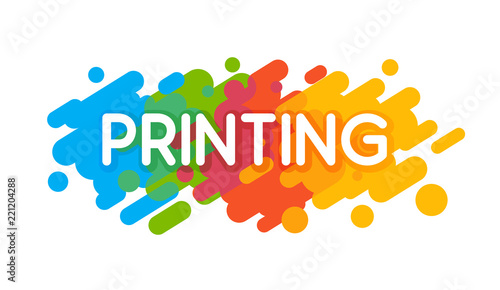 Logo for the printing studio. Vector colorful illustration on a white background in a flat style. Design emblem for printing company.