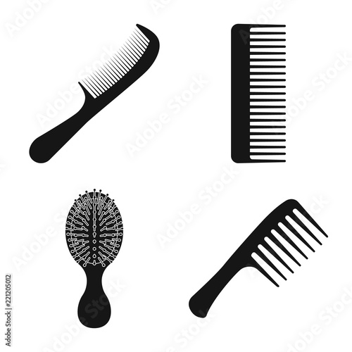 Vector design of brush and hair symbol. Collection of brush and hairbrush stock symbol for web.