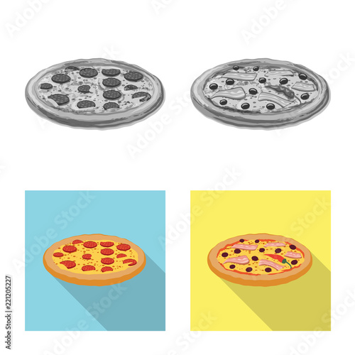 Isolated object of pizza and food logo. Set of pizza and italy vector icon for stock.