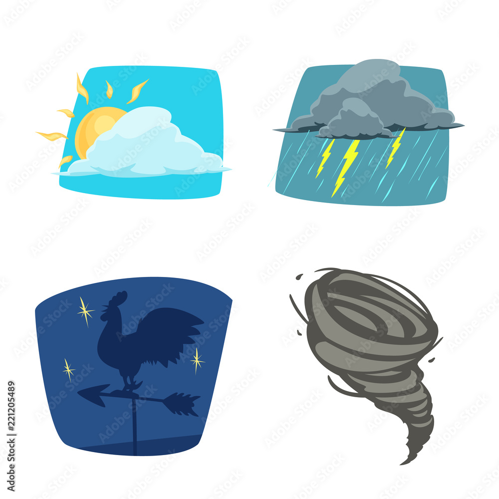 Vector illustration of weather and climate symbol. Set of weather and cloud stock symbol for web.