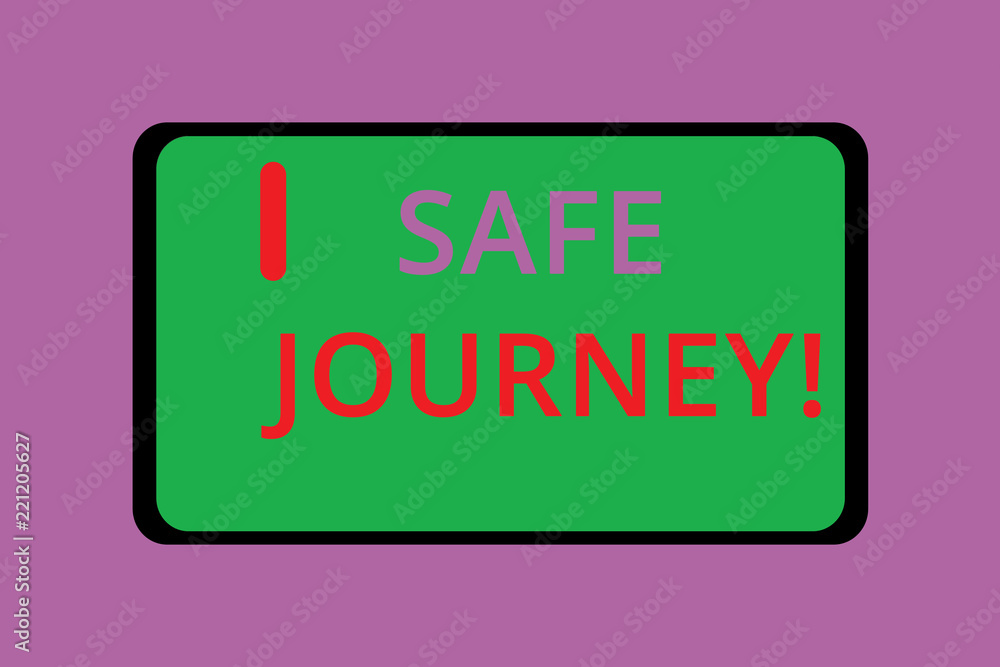 Writing note showing Safe Journey. Business photo showcasing Blessing Bid farewell Drive carefully Use seatbelt Strap. Writing note showing Safe Journey. Business photo showcasing Blessing Bid farewell Drive carefully Use seatbelt Strap.